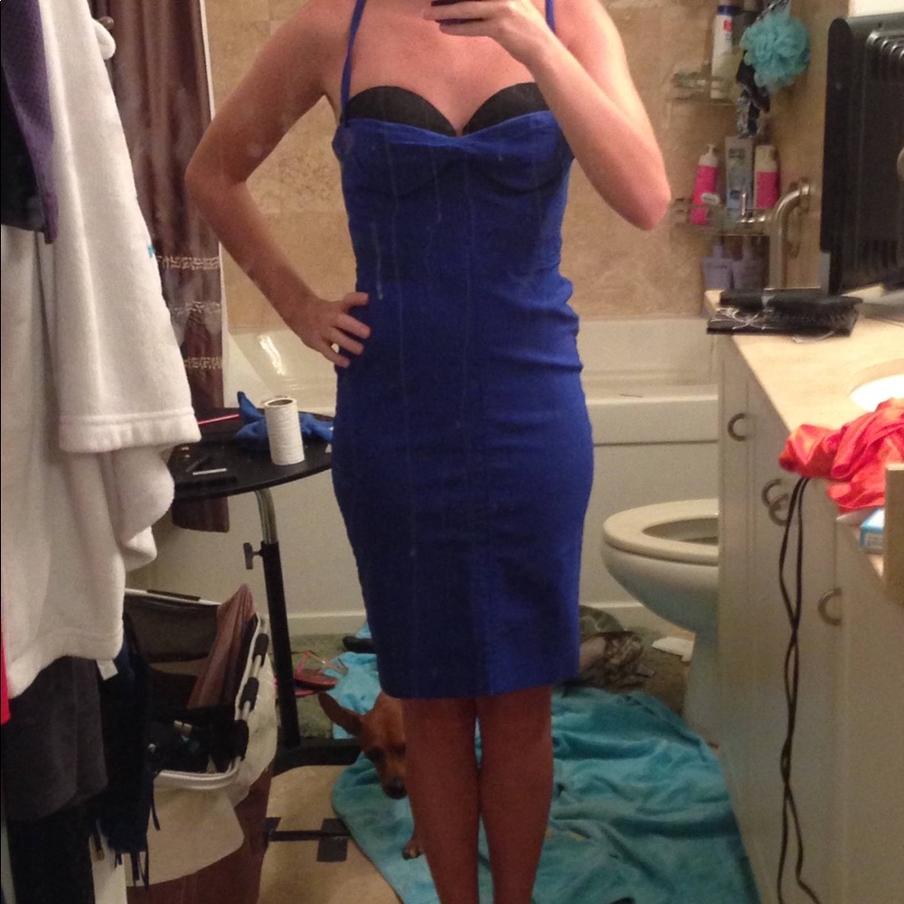 HELP- Nastygal blue/black corset retro dress ~2015